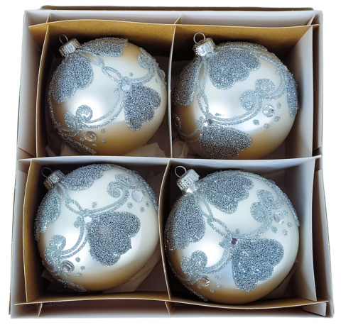 Bombki 100 dekorowane ornament op.4szt.: ZIMOWY CZAR Bombki 100 dekorowane ornament op.4szt.: ZIMOWY CZAR
