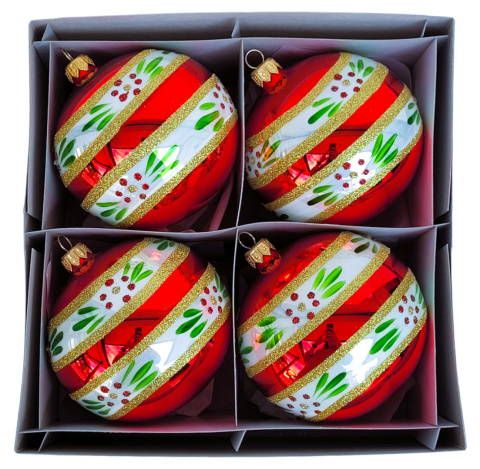Bombki 120 dekorowane ornament op.4szt.: JAK U BABCI Bombki 120 dekorowane ornament op.4szt.: JAK U BABCI