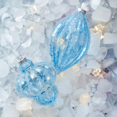 Bombka szklana bączek z posypką blu ice (070570) Bombka szklana bączek z posypką blu ice (070570)