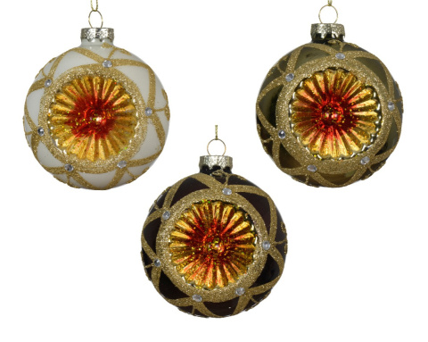 Kpl. 3 bombek szklanych fi 8cm czarnych z reflektorem (070834) Kpl. 3 bombek szklanych fi 8cm czarnych z reflektorem (070834)