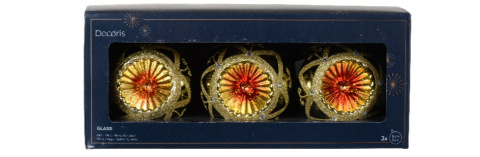 Kpl. 3 bombek szklanych fi 8cm zielonych z reflektorem (070834) Kpl. 3 bombek szklanych fi 8cm zielonych z reflektorem (070834)