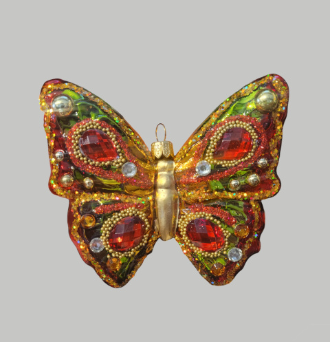 Bombka formowa: Motyl jubilerski czerwony z kamieniami (216) SZ Bombka formowa: Motyl jubilerski czerwony z kamieniami (216) SZ