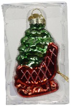 Bombka szklana Sanie z choinką (121769) h:7x5cm (display) Bombka szklana Sanie z choinką (121769) h:7x5cm (display)