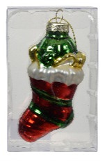 Bombka szklana Skarpeta świąteczna (121769) h:7x5cm (display) Bombka szklana Skarpeta świąteczna (121769) h:7x5cm (display)
