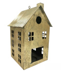 Domek metalowy złoty retro patyna lampion (TY0222) Domek metalowy złoty retro patyna lampion (TY0222)