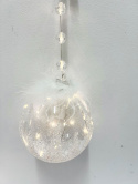 Kula szklana LED 20cm z piórkami ciepła sznur akrylowe kulki (MK0979) Kula szklana LED 20cm z piórkami ciepła sznur akrylowe kulki (MK0979)