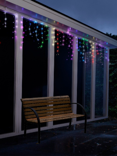 Kurtyna sople RGB 105LED dł.2,8m hx60cm z efektami kolorowa (490813) pilot timer Kurtyna sople RGB 105LED dł.2,8m hx60cm z efektami kolorowa (490813) pilot timer