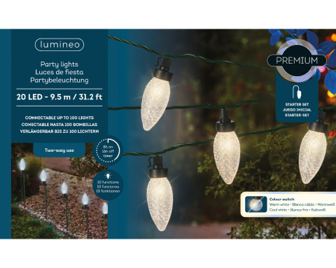 Lampki 20LED kryształowe party dł.9,5m ciepłe/zimne (490224) Lampki 20LED kryształowe party dł.9,5m ciepłe/zimne (490224)