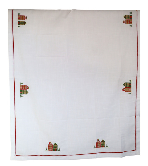 Obrus biały kamieniczki 140x220cm (713) Obrus biały kamieniczki 140x220cm (713)