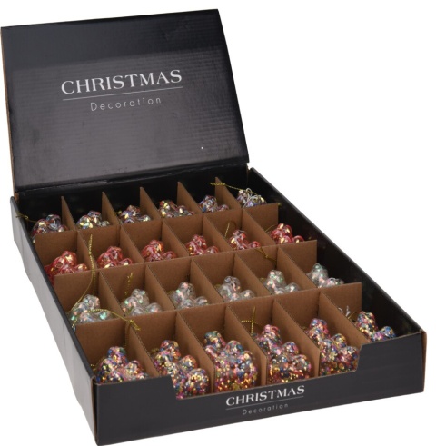 Bombka szklana Miś 7cm siedzący "Haribo" multi cekiny (512387) Bombka szklana Miś 7cm siedzący "Haribo" multi cekiny (512387)