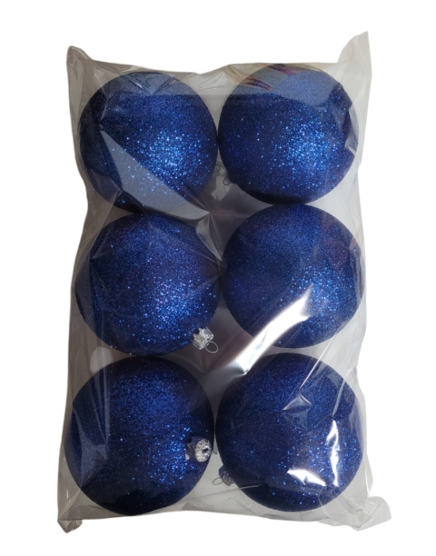 Bombki plastikowe granatowe brokatowe 100mm op-6szt (O) Bombki plastikowe granatowe brokatowe 100mm op-6szt (O)