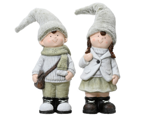 Dziewczynka ceramiczna 55cm szaro miętowa czapka futerko (531652) Dziewczynka ceramiczna 55cm szaro miętowa czapka futerko (531652)