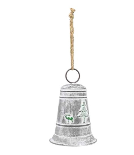 Dzwonek metalowy 25cm szary przecierany duży z dekoracją (TG75741) Dzwonek metalowy 25cm szary przecierany duży z dekoracją (TG75741)