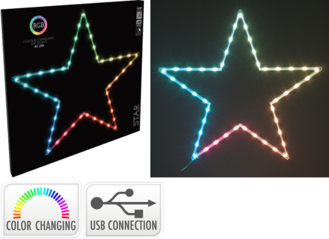 Gwiazda 60x57cm 45LED zmieniająca kolory na USB (AVX000120) Gwiazda 60x57cm 45LED zmieniająca kolory na USB (AVX000120)