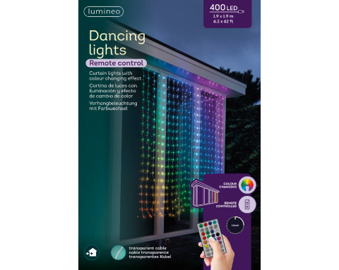 Kurtyna RGB 400LED 190x190cm z efektami kolorowa (490817) pilot timer wew/zew Kurtyna RGB 400LED 190x190cm z efektami kolorowa (490817) pilot timer wew/zew