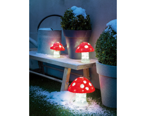 Muchomorki akryl 72LED b.zimy kpl. 3szt zew/wew (492069) Muchomorki akryl 72LED b.zimy kpl. 3szt zew/wew (492069)