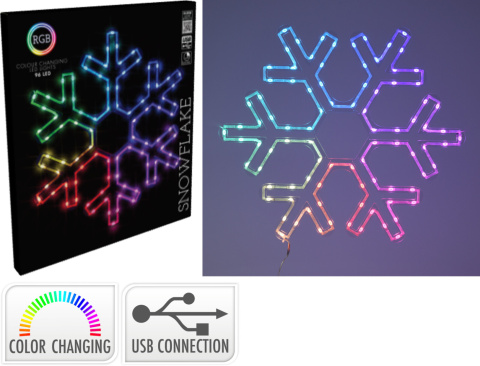 Płatek śniegu RGB 50x45cm 90LED na USB (AVX000160) Płatek śniegu RGB 50x45cm 90LED na USB (AVX000160)
