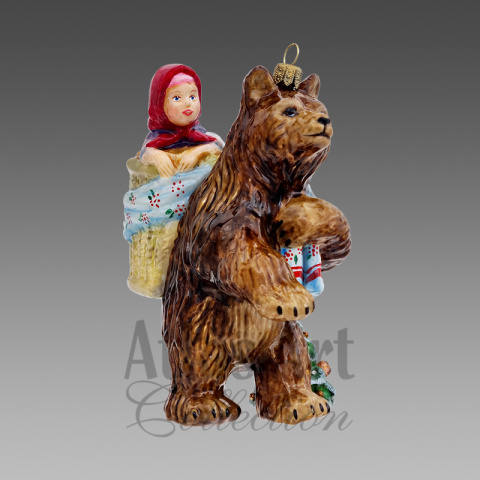 Bombka Atlas Art: Niedźwiedź z dziewczynką w koszu (00680AA) Bombka Atlas Art: Niedźwiedź z dziewczynką w koszu (00680AA)