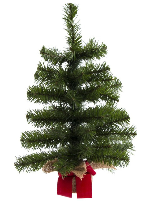 Choinka zielona 45cm w jutowym worku z czerwoną kokardą (OZB06931) Choinka zielona 45cm w jutowym worku z czerwoną kokardą (OZB06931)