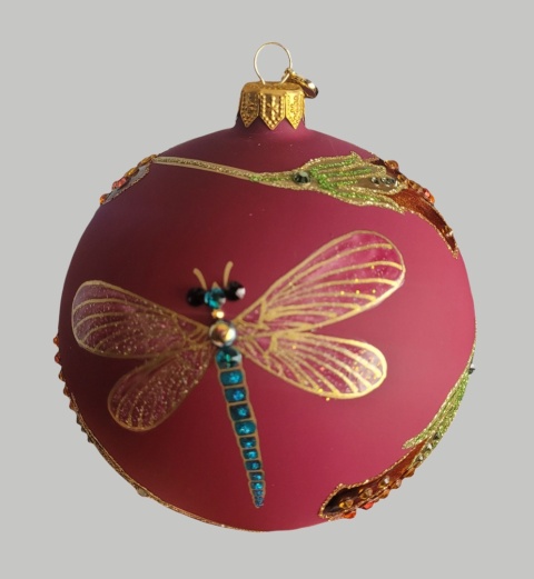 Bombka GlitterLab: Fi 110mm burgundowa bursztynowe kwiatki (4460KBB) Bombka GlitterLab: Fi 110mm burgundowa bursztynowe kwiatki (4460KBB)