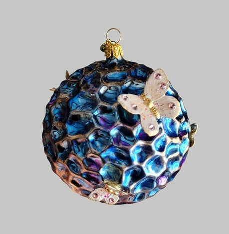 Bombka GlitterLab: Kula żłobiona opalizująca niebieska z motylami (5183NM) Bombka GlitterLab: Kula żłobiona opalizująca niebieska z motylami (5183NM)
