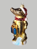 Bombka formowa: Aligator z prezentem (157) H Bombka formowa: Aligator z prezentem (157) H