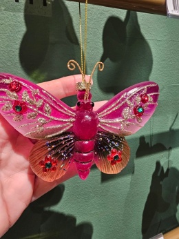Bombka szklana Motyl magiczny różowy (125081)