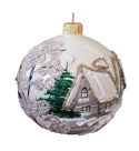 Baubles 100 decorated landscape pack of 4: WINTER VILLAGE white opal