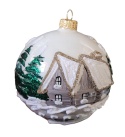 Baubles 100 decorated landscape pack of 4: WINTER VILLAGE white opal