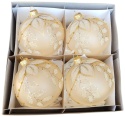 Baubles 120 decorated with ornament, pack of 4: TOUCH OF LUXURY Baubles 120 decorated with ornament, pack of 4: TOUCH OF LUXURY