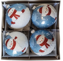 Bombki 120 dekorowane ornament op.4szt.: ZIMOWE FIGLE