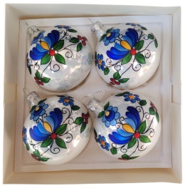 80 decorated baubles, pack of 4, FOLK (37)