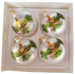 80 decorated baubles, pack of 4, FOLK (38)