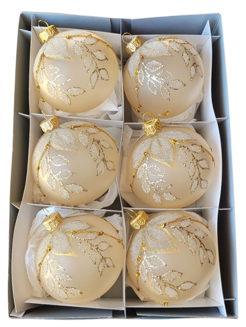 Bombki 80 dekorowane ornament op.6szt.: DOTYK LUKSUSU