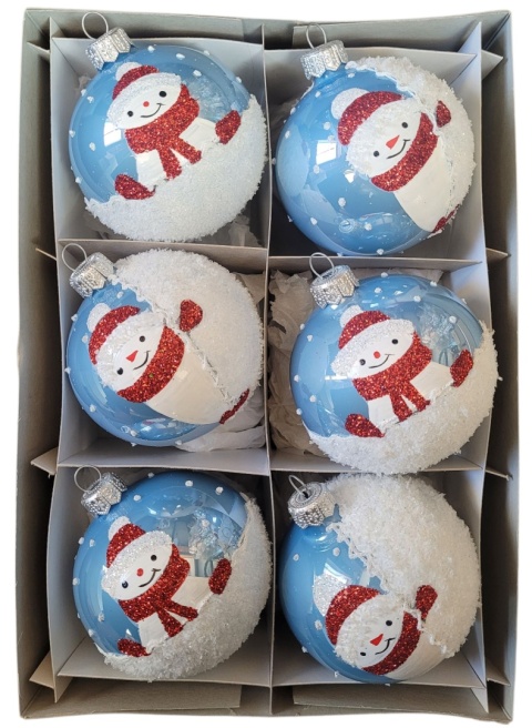 Baubles 80 decorated ornaments pack of 6: WINTER FUNNY Baubles 80 decorated ornaments pack of 6: WINTER FUNNY