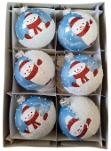 Baubles 80 decorated ornaments pack of 6: WINTER FUNNY Baubles 80 decorated ornaments pack of 6: WINTER FUNNY