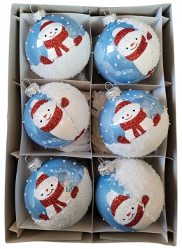 Bombki 80 dekorowane ornament op.6szt.: ZIMOWE FIGLE