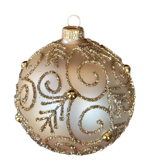 Baubles 80 decorated with ornament, pack of 6: GOLDEN WHISPER Baubles 80 decorated with ornament, pack of 6: GOLDEN WHISPER