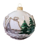 Baubles 80 decorated landscape pack of 6: WINTER VILLAGE white opal Baubles 80 decorated landscape pack of 6: WINTER VILLAGE white opal