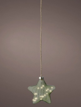 Gwiazda szklana 20cm khaki 15LED(487599)