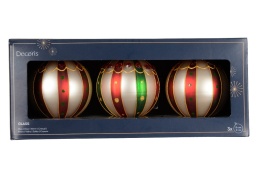 Kpl. 3 bombki szklane fi 8cm 