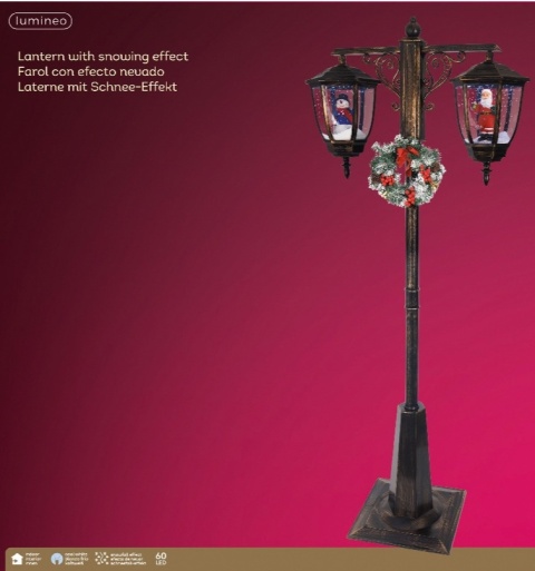 Latarnia dwuramienna 180cm 60LED wirujący śnieg (489732) Latarnia dwuramienna 180cm 60LED wirujący śnieg (489732)