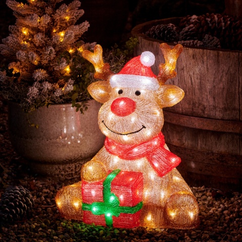Renifer akryl siedzący 45cm z paczką 80LED zimny (491326) Renifer akryl siedzący 45cm z paczką 80LED zimny (491326)