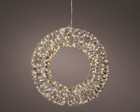 Wianek metalizowany złoty 38cm 400LED biały ciepły flash timer (490406) Wianek metalizowany złoty 38cm 400LED biały ciepły flash timer (490406)