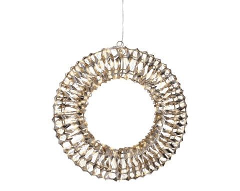 Wianek metalizowany złoty 38cm 400LED biały ciepły flash timer (490406) Wianek metalizowany złoty 38cm 400LED biały ciepły flash timer (490406)