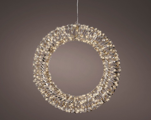 Wianek metalizowany złoty 50cm 600LED biały ciepły flash timer (490407) Wianek metalizowany złoty 50cm 600LED biały ciepły flash timer (490407)