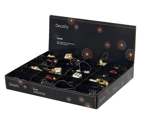 Zawieszka 3 kostki do gry szklane bordowe (129601)