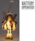 Aniołek stojący 50cm beżowe futerko w gwiazdki LED (AMA000530)