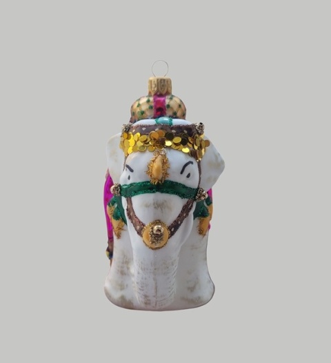 Bombka formowa: Słoń indyjski biały z kamieniami (363) SE