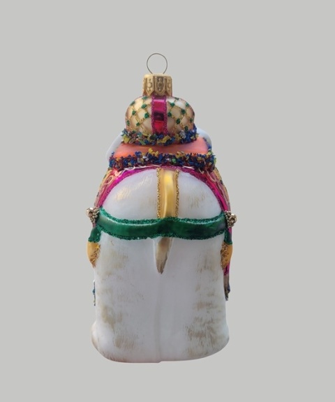 Bombka formowa: Słoń indyjski biały z kamieniami (363) SE